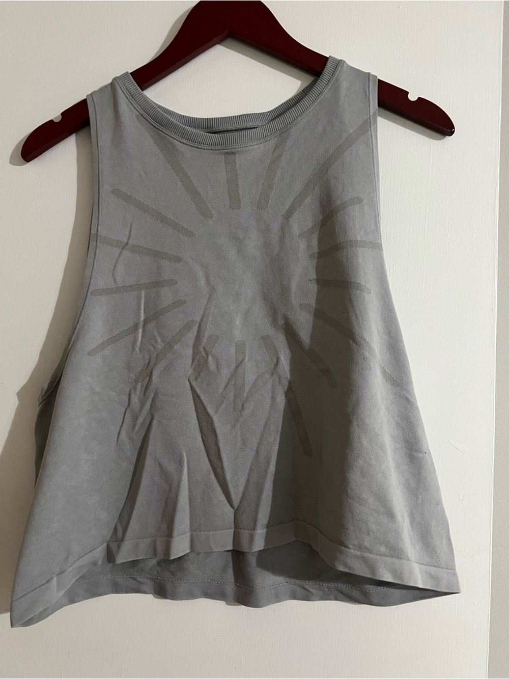 aerie Light Gray Graphic High-Neck Crop Tank